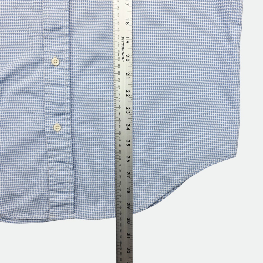 Boggi Milano New Classic Mens Blue Houndstooth Button Down Shirt Spread Collar - Picture 6 of 9